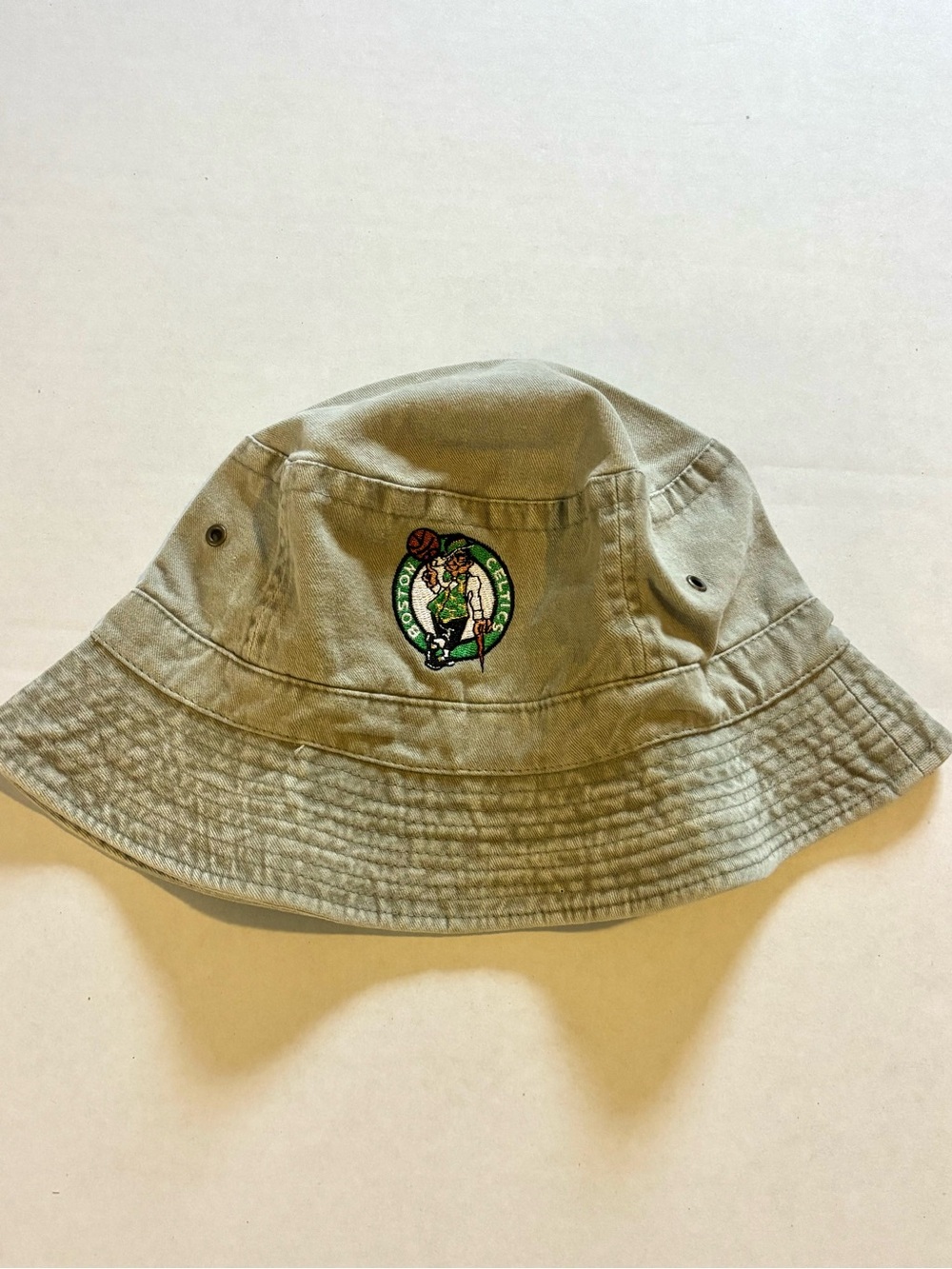 NBA Beige Bucket Hat with Green and Brown Boston Logo